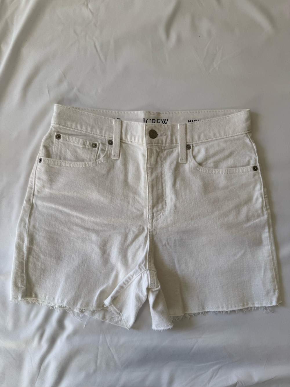 J. Crew- High-Rise White Denim Shorts- Women- Size 25